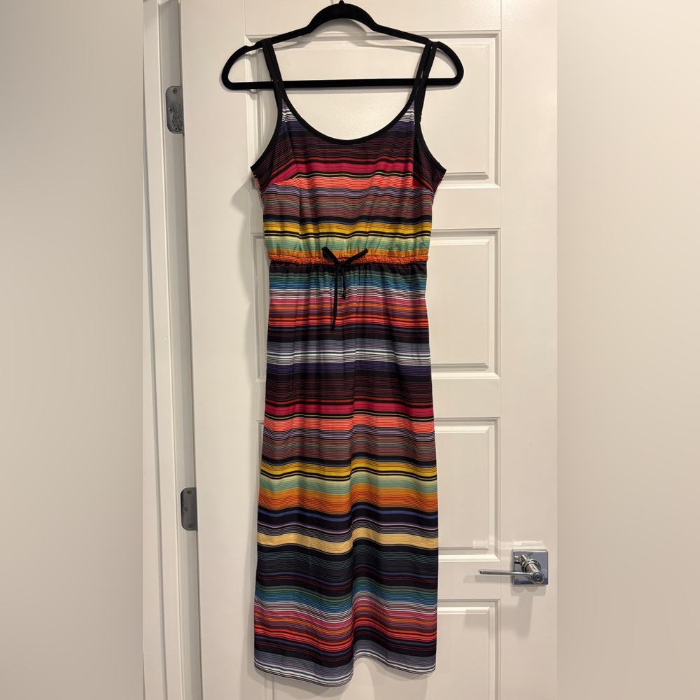 Athleta Havana Multicolor Stripe Midi Strappy‎ Dress Womens XS Lightweight Flowy